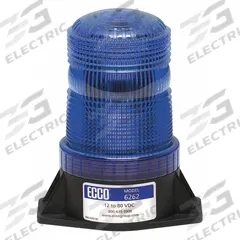 ECCO Beacon Light: Flashing Beacon, Blue, 4 7/8 in Overall Ht, LED, 12-80V DC (MPN 6262B). Key specifications — Operating Voltage: 12-80V DC; Number of Flash Patterns: 80 FPMx8; Includes: Mounting Hardware; Electrical Connection: Blunt Cut Wires; Mount Type: Bolt; Brand: ECCO; Shape: Round; Lighting SAE Class Rating: SAE Class 3.