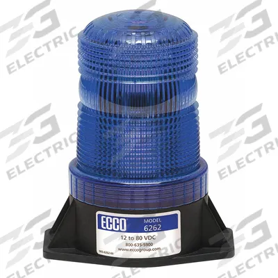 ECCO Beacon Light: Flashing Beacon, Blue, 4 7/8 in Overall Ht, LED - Vehicle Flashing Beacons