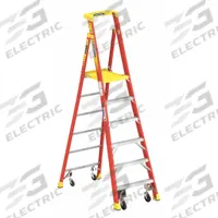 WERNER Podium Stepladder: 8 ft Ladder Size, Fiberglass, 300 lb Load Capacity, 43 lb Wt (MPN PD6206-4C). Key specifications — Brand: WERNER; Included Features: Guard Rail.
