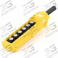 KH INDUSTRIES Pendant Control Station: (6) Push Buttons, 1NO, No Legend, NEMA 4/4X, (6) Push Buttons (MPN CPH06-C2C-000A). Key specifications — AC Contact Rating: 5 A @ 125/240 V; Action: Momentary/Momentary/Momentary/Momentary/Momentary/Momentary; DC Contact Rating: 2 A @ 24 V; Enclosure Material: Thermoplastic; Hub Style: Dead-End; Legend: No Legend; Operator Configuration: (6) Push Buttons; Brand: KH INDUSTRIES.