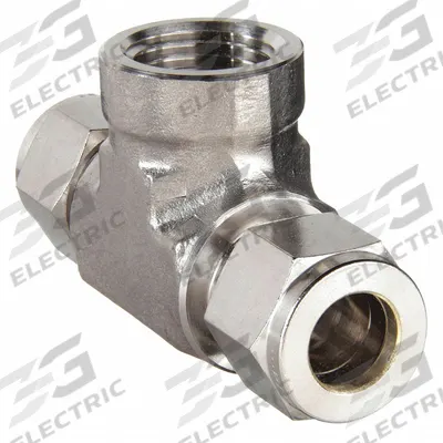 PARKER Compression Tee Fitting: 1/2 in OD x 1/2 in OD x 1/2 in Pipe Fitting Size - Double-Ferrule Stainless Steel Fittings