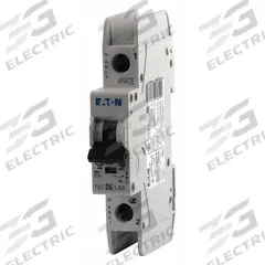 EATON IEC Miniature Circuit Breaker: 13 A Amps, 48V DC, 10kA at 277/480V AC, Screw Clamp, FAZ-NA (MPN FAZ-C13/1-NA-SP). Key specifications — Brand: EATON; DC Voltage Rating: 48V DC; Max. AIR Rating: 10kA at 277/480V AC; Terminal Connection: Screw Clamp; AC Voltage Rating: 277/480V AC.