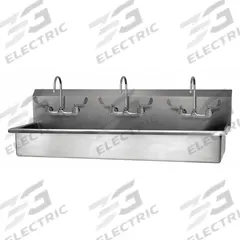 SANI-LAV Wash Station: 3 Stations, 8 in Bowl Dp, 57 in Bowl Lg, 16 1/2 in Bowl Wd, Faucet Included (MPN 56WFL-0.5). Key specifications — Includes Side Splash: Side Splash Not Included; Series: Stainless Steel Wash-Station; Brand: SANI-LAV.