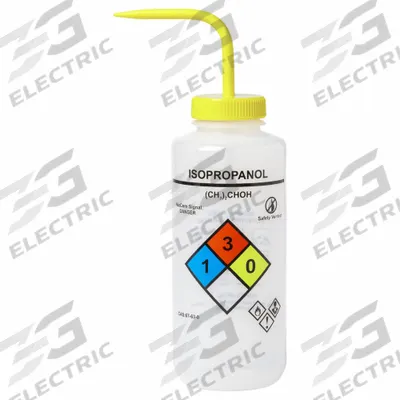 APPROVED VENDOR Wash Bottle: 1 L, Isopropanol, Yellow, Wide, Vented Spout Spout - Wide Mouthed Standard Spout Wash Bottles