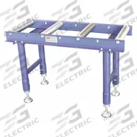 DAYTON Material Support Table: 14 1/8 in Roller Wd, 17 3/8 in Overall Wd, 25 1/2 in Min. Ht, Steel (MPN 53UH23). Key specifications — Brand: DAYTON; Stand Material: Steel; Color: Gray; Overall Length: 3 ft 4 in.