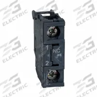 SCHNEIDER Contact Blocks: 22 mm Panel Mounting Size, 1NC, Momentary/Late Break, XB4/XB5 Series (MPN ZBE202). Key specifications — Switch Action: Momentary/Late Break; Terminal Connection Type: Screw Clamp Terminals; Brand: SCHNEIDER; Compatible with Series: XB5.
