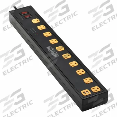 TRIPP LITE Outlet Strip: 10 Outlets, 10 ft Cord Lg, 4,500 J Rated Energy, 2.4 A Current - Industrial Surge Protectors