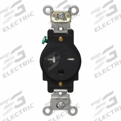 LEVITON Plugs and Receptacles: Single, 6-20, Black, 250V AC, 20 A, 2 Pole / 3 Wire (MPN T5461-E)
