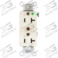 HUBBELL Receptacle: Hospital Grade Fed. Spec., Duplex, 5-20R, Light Almond, 125V AC, 20 A (MPN HBL8300HLA)