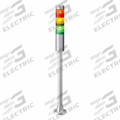 PATLITE Tower Light Assembly: 3 Tier, No Sounder Tier, IP65, Amber/Green/Red, Direct Wire - Three-Tier Tower Light Assemblies