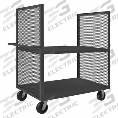 APPROVED VENDOR Stock Truck: 2,000 lb, Flush Lip, 31 in L x 55 in W x 58 in H Overall Dim. - Dual-Side-Access Mesh-Wall Stock Trucks