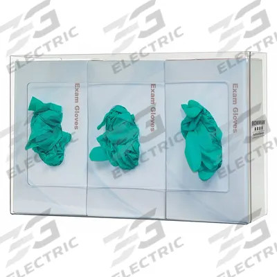 BOWMAN DISPENSERS Glove Dispenser: PETG, 16 in Overall Wd, 10 1/8 in Overall Ht - Clear-View Wall-Mount Boxed Glove Dispensers
