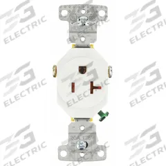 BRYANT Receptacle: Single, 5-20, White, 125V AC, 20 A, 2 Pole / 3 Wire (MPN RR201W)