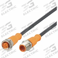 Double-Ended Cordset: M12 Male Straight X M12 Female Straight, 5 Pins, Black, PUR, 5 m Cable Lg (MPN EVC059). Key specifications — Cable Jacket Color: Black; End 1 Gender: Male; End 1 Mounting Orientation: Straight; End 2 Gender: Female; End 2 Mounting Orientation: Straight; End 2 Connection Type: M12; IP Rating: IP68; Brand: IFM.