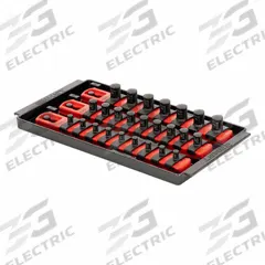 ERNST MANUFACTURING Socket Organizer: Red, 5 5/16 in Overall Wd, 25 Posts/Slots, Sockets (MPN 8550). Key specifications — attr1125333: (25) Socket Clips; attr1125346: ERNST MANUFACTURING; attr1125347: Red; attr1136588: Sockets; attr1125364: Socket Bit Tray.