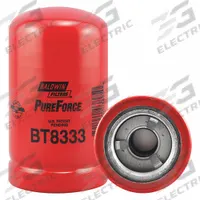 BALDWIN FILTERS Hydraulic Filter: Hydraulic Fluid, 2-12 Thread Size, Spin-On, 3 1/8 in Outside Dia (MPN BT8333). Key specifications — Media Material: Cellulose; Brand: BALDWIN FILTERS; Compatible Fluid Type: Hydraulic Fluid; Compatible Vehicle Make: Caterpillar; Includes: Integral Post Seal; Thread Size: 2-12.