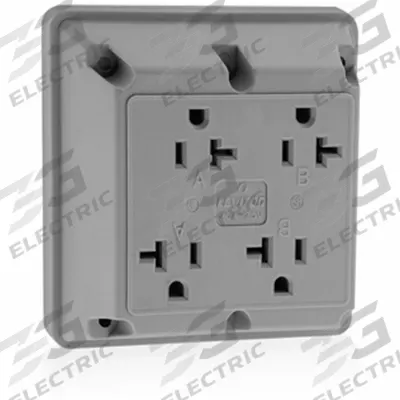 LEVITON Receptacle: Quad, 5-20, Gray, 125V AC, 20 A, 2 Pole / 3 Wire (MPN 21254-GY) - General Purpose Receptacles