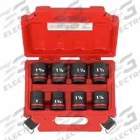 MILWAUKEE Impact Socket Set: 3/4 in Drive Size, Small Set (0-50 pieces) Set Size, 8 Pieces, 0, SAE (MPN 49-66-7017). Key specifications — attr1204251: MILWAUKEE; attr1215453: 3/4 in; attr1215454: 1 in to 1-1/2 in; attr1224229: Friction.