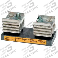 BUSSMANN Fuse Block: Open Block Design, 1 Pole, 600 V AC, Box Lug, Non-Indicating (MPN T60600-1C). Key specifications