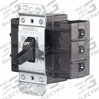 HUBBELL KELLEMS Manual Motor Switch: 3 Poles, 60 A - Open Manual Motor Switches