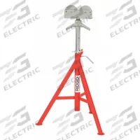 RIDGID Roller Head Pipe Stand: Straight Roller Head, 1,000 lb Max Load Capacity, Adj Leg, Metal (MPN 56672). Key specifications — attr511105: Rollers center Pipe and Allow Rotation; attr511119: Adjustable; attr511107: Metal; attr473852: RIDGID.