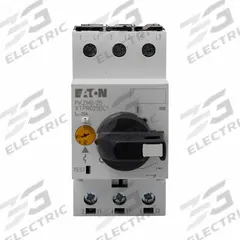 EATON Manual Motor Protector: Non-Reversing, 3 Poles, 32 A, Thermal Protection, Selector Switch (MPN XTPR032BC1). Key specifications — Maximum Voltage Rating: 600V AC; Brand: EATON; Thermal Units Required: None (Starter Includes Integrated Thermal Units); Frame Size (Width): 45mm (B Frame).