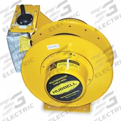 HUBBELL WIRING DEVICE-KELLEMS Extension Cord Reel: Ratchet Lock, 50 ft Cord Lg, 12 AWG, SOW, Yellow (MPN HBL501242W). Key specifications — Retractable Cord Ending NEMA Configuration: Bare Wire; Voltage: 600V AC; Brand: HUBBELL WIRING DEVICE-KELLEMS.