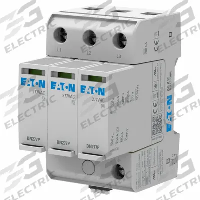 EATON Surge Protection Device: Three Phase, 277V AC Delta, 3 Poles, 3 + Ground Wires - DIN Rail Internal-Mount SPDs