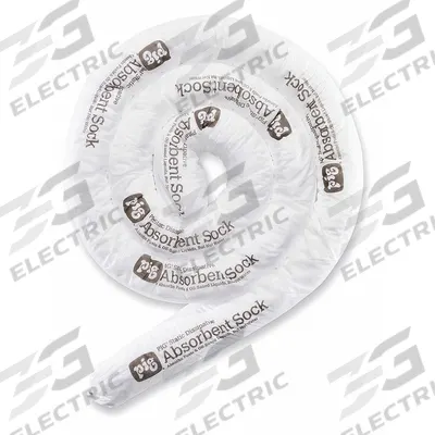 PIG Sorbent Sock: 3 in Dia, 10 ft Lg, 2 gal, No Connector, White - Sorbent Socks