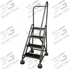 COTTERMAN Rolling Ladder: 3 ft Platform Ht, Partially Assembled, Steel, Wt-Actuated Auto-Lock (MPN ST-403 A2 C1 P5). Key specifications — Includes Handrails: Handrails Included; Material: Steel; Brand: COTTERMAN; Color: Gray.