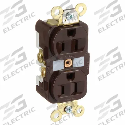 HUBBELL Receptacle: Duplex, 5-15, Brown, 125V AC, 15 A, 2 Pole / 3 Wire (MPN HBL5262) - General Purpose Receptacles