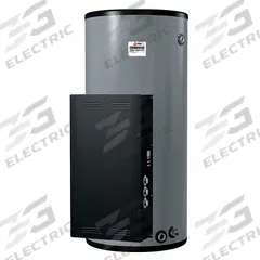 RHEEM-RUUD Electric Water Heater: 480V AC, 120 gal, 18,000 W, Single/Three Phase, 67.6 in Ht (MPN ES120-18-G). Key specifications — Phase: Single; Brand: RHEEM-RUUD.