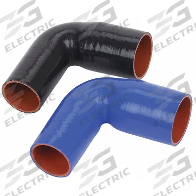 FLEXTECH Elbow Reducer: 3 1/2 in_4 in Hose Inside Dia., 6 in Hose Lg, Blue, Silicone - Silicone SAE J20 90° Reducing Elbow Heater Hoses
