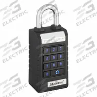 MASTER LOCK Bluetooth Padlock: Black, Std Shackle, Boron Alloy Shackle (MPN 6400ENT). Key specifications — attr1351169: Bluetooth; attr1320070: 6400; attr1314123: MASTER LOCK.