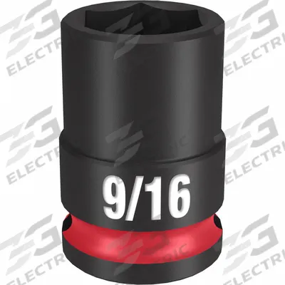 MILWAUKEE Standard Impact Socket: 3/8 in Drive Size, SAE, 9/16 in Socket Size, 6-Point - 3/8" Drive Impact Sockets