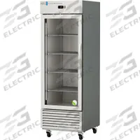 AMERICAN BIOTECH SUPPLY Lab Refrigerator: 25 cu ft, Upright, 3°C to 8°C, 33 5/8 in Overall Dp, Glass (MPN ABT-HC-SSR-25G-LH). Key specifications — Door Opening Style: Left; Color: Gray/Silver; Alarm Type: Temperature; Manufacturer Part Number: ABT-HC-SSR-25G-LH; Brand: AMERICAN BIOTECH SUPPLY; Product Type: Lab Refrigerator; Door Type: Glass; Refrigerant Type: R-290.