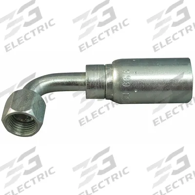 KURT Hydraulic Crimp Fitting: Carbon Steel, 90° Elbow, -6 For Hose Dash Size - Kurt Crimp Hydraulic Hose Fittings with JIC Connection