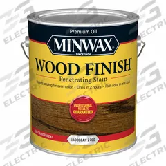 MINWAX Wood Stain: Wood Stain, Interior, Oil, 1 gal Container Size, Wood, Jacobean, Semi-Transparent (MPN 710820000). Key specifications — Brand: MINWAX; Transparency: Semi-Transparent; Use Location: Interior; Sub-Brand: Wood Finish 250 VOC; Color: Jacobean.