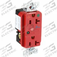 BRYANT Receptacle: Hospital Grade, Duplex, 5-20R, Red, 125V AC, 20 A, 2 Pole / 3 Wire (MPN SP83IGRA)