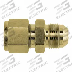 BRENNAN INDUSTRIES Compression Fitting Union: 1/4 in OD x 1/4 in OD Size, Tube x Flared, Brass (MPN N2402-04-04-B). Key specifications — Compatible Fitting Brands: Let-Lok; Brand: BRENNAN INDUSTRIES; Series: N2402.
