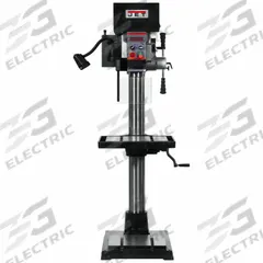 JET Drill Press: Belt Drive, Variable Speed, 50 RPM – 2,000 RPM, 230V AC /Three-Phase, 26 1/2 in (MPN 354250). Key specifications — attr22849: 50 to 2000 RPM; attr22858: 230V AC; attr73523: Tapping; attr22856: Belt; attr73570: Three-Phase; attr22850: 26-1/2 in; attr22846: 1-1/2 hp; attr22840: 4.6A.