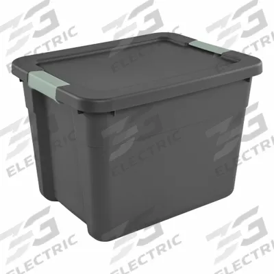 STERILITE Latch Tote: 12 gal, 19 1/2 in x 15 3/8 in x 13 7/8 in, Black Body, 10 to 20 gal - Colored Totes with Latch-On Lids