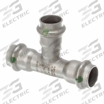 VIEGA PROPRESS Crimp Tee Fitting: 1/2 in CTS x 1/2 in CTS x 1/2 in CTS Size - Potable Water Stainless Steel Press Fittings