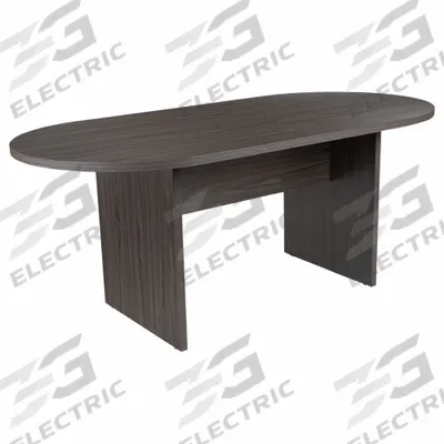 FLASH FURNITURE Conference Table: Racetrack Oval, Laminate, Gray, 72 in Overall Lg - Oval Conference Tables