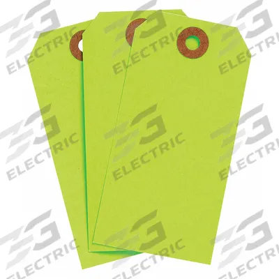 BRADY Shipping Tag: #4, 4 1/4 in Tag Ht, 2 1/8 in Tag Wd, 30 Points, Fluorescent Green - Colored Shipping Tags