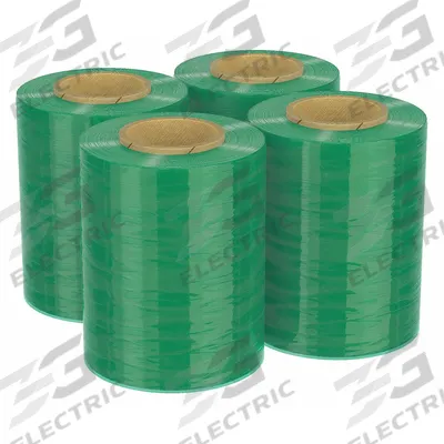 GOODWRAPPERS Stretch Wrap Film: 120 ga Gauge, 5 in Overall Wd, 650 ft Overall Lg, Light Green - Handle with Brake Stretch Wrap