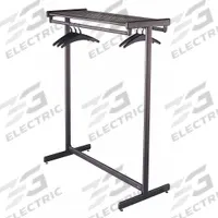 QUARTET Garment Rack: Rod Design (No ) Hooks, 2 Rods, 61 1/2 in Overall Ht, 48 in Overall Wd, Steel (MPN 20314). Key specifications — Color: Black; Finish: Powder Coated; Material: Steel; Foot Type: Leveling Feet.