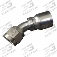 AEROQUIP Hydraulic Crimp Fitting: Steel x Steel, 45° Elbow, -16 For Hose Dash Size, JIC x Crimp (MPN FJ3249-1616S). Key specifications — Fitting Gender: Female x Genderless; Fitting Connection Type: JIC x Crimp; Thread Size: 1-5/16"-12; For Hose Dash Size: -16; Brand: AEROQUIP.