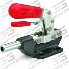 DE-STA-CO Straight Line Clamp: Flange Base Mounting, Locking Horizontal Handle, 1.28 in Arm Lg (MPN 603-R). Key specifications — Plunger Thread: 5/16-18; Brand: DE-STA-CO.