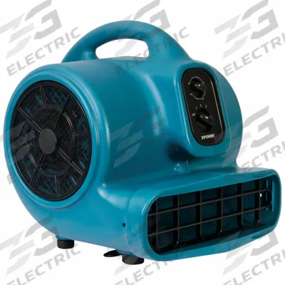 XPOWER Centrifugal Blower: 2,000 cfm, 1/3 hp, Fixed Frame, 115V AC, 3 Speeds, Blue - Portable Blowers